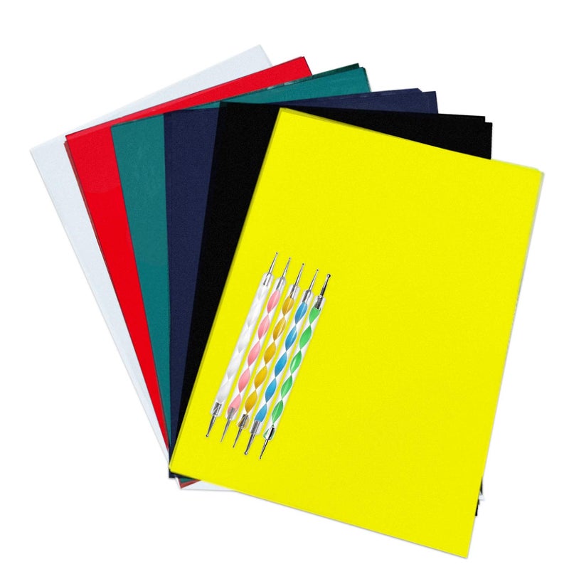 Oubaka 30 Sheets Carbon Transfer Paper,Tracing Paper Carbon Graphite Copy Paper with 5 Pieces Embossing Styluses Stylus Dotting Tools for Wood,Paper,Canvas and Other Art Surfaces 8.3 x 11.7 inches(6 Colors) - Image 1